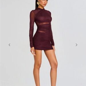 SER.O.YA Burgundy Long Sleeve Dress